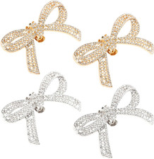 2 Pairs Shoe Clips,Rhinestone Bow Shoe Clips,Detachable Classic Fashion Sparklin