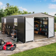 12x20 FT Metal Storage Garden Shed with Windows ,Updated Frame Structure