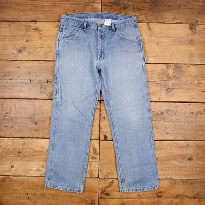 Vintage Key Carpenter Jeans 33x30 90s Blue Faded Light Stonewash Workwear Denim