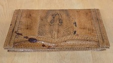 Vintage King Cobra Snakeskin Clutch Purse Bag Natural 1950s Reptile Corner Old