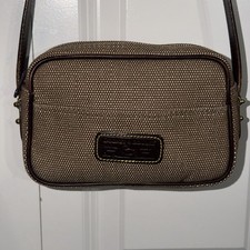 Vintage Dooney And Bourke Crossbody Tan Canvas Tweed Brown