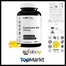 Coenzym Q10 200 mg. 120 vegane Kapseln für 4 Monate. 100% natürliches CoQ10 U...