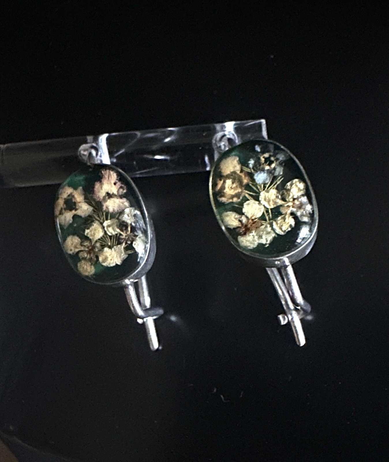Artisan Real Dried Tiny Pressed Flower Earrings 9… - image 4
