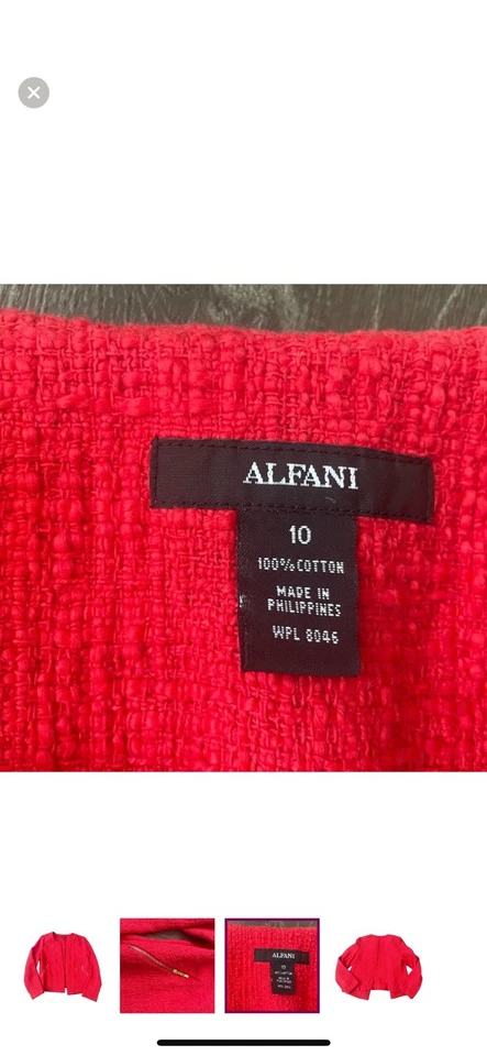 Blazer Alfani talla 10 rojo con herrajes dorados 100 algodón Foto 4 de 4