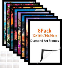 Diamond Art Frame 12x16 Inch - 8 Pack Black - 30x40 cm Painting Suitable for 1