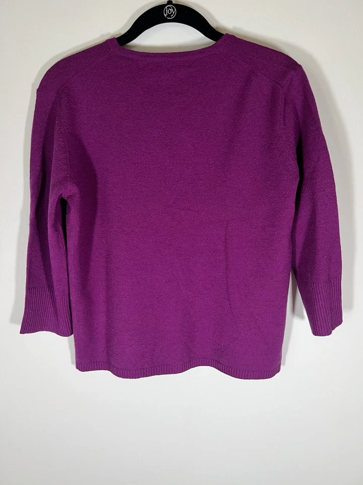 Cárdigan preppy manga 3/4 magenta French Connection vintage años 90 talla M coqueta Foto 3 de 4