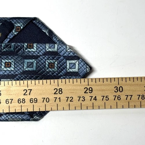 Villa Bolgheri Necktie Men Blue 100% Silk Geometric Diamond Wedding ClassicItaly image 5