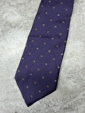 Vintage Christian Dior Tie Mens One Size Purple 100 Silk Geometric Logo Classic