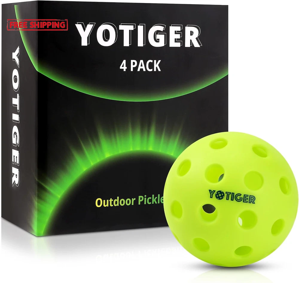 Outdoor Pickleball Balls 4 Pack or 12 Pack with 40 Holes in Green