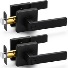 2 Pack Matte Black Door Handles Privacy Door Levers, Heavy Duty Bed and Bath ...