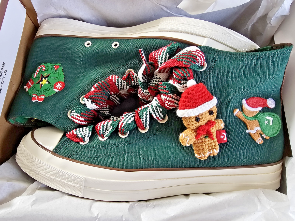 Size 12 - Converse Chuck 70 High X-Mas Gingerbread & Knit Sock