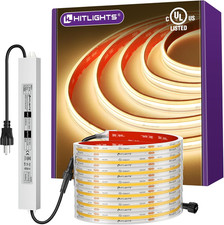 Waterproof 16.4Ft COB LED Strip Lights 3000K Warm White, UL Listed