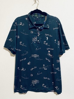William Murray Shirt Mens Large Blue Jamaican Me Drink Performance Polo Golf