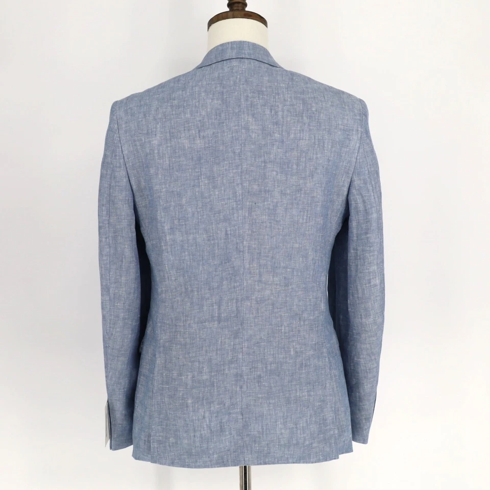 Bar III Hombre Azul Claro Lino Verano Informal Delgado Formal Traje Chaqueta Talla 36S Foto 3 de 4
