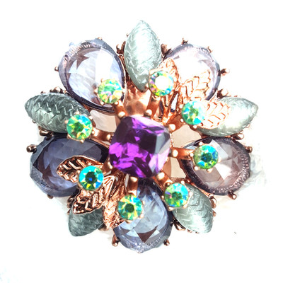 Betsey Johnson Statement Ring Blume mehrfarbig lila und Aurora Borealis