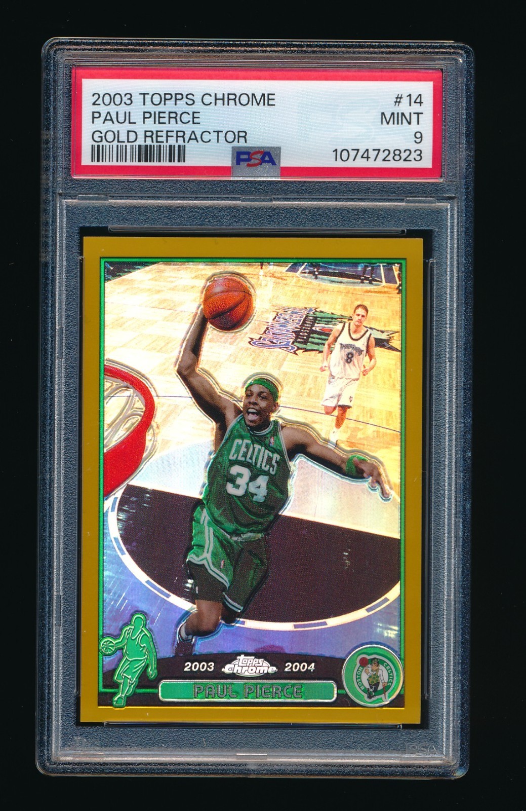 PSA 9 PAUL PIERCE 2003-04 TOPPS CHROME #14 GOLD REFRACTOR #/99 *BOSTON CELTICS*