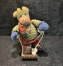 Dan Dee Collector's Choice Plush Moose w/ Winter Scarf  Wooden Skis