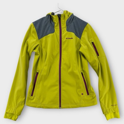 Columbia Jacket Womens Medium Omni-Heat Softshell Lime Green Yellow Zip Active