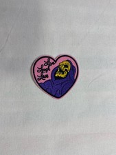 Gothic Skull Heart Embroidered Patch Pink Purple Iron On Sew On 3  