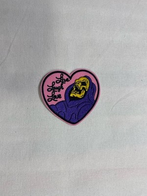 Gothic Skull Heart Embroidered Patch Pink Purple Iron On Sew On 3 