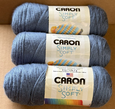 Caron Simply Soft Country Blue 9710 Acrylic Knitting Yarn 3 Skeins USA
