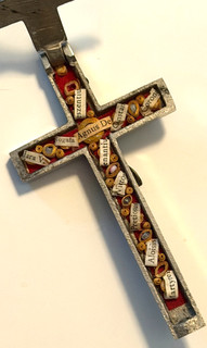 RARE VINTAGE CATHOLIC NUNS HABIT PECTORAL CRUCIFIX W/ 10 SAINTS RELICS RELIQUARY