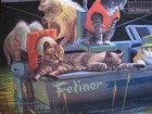 Unsigned 1999 vintage greeting card By Bryan Moon PLEASE WRITE Fishing Cats — photo 4