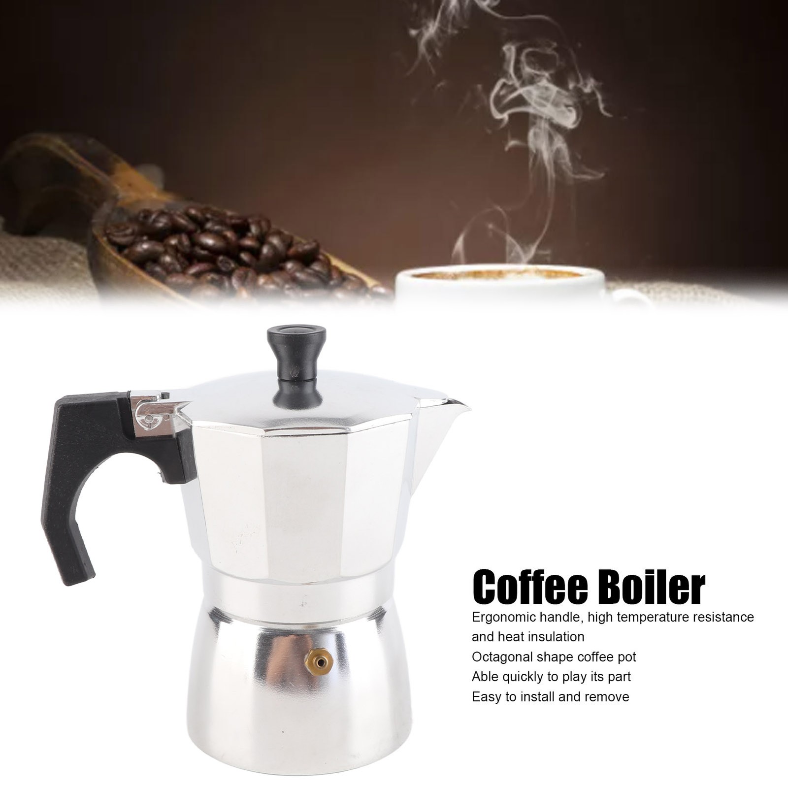 Stovetop Coffee Maker Coffee Boiler Pot Octagonal Shape For Strong ...