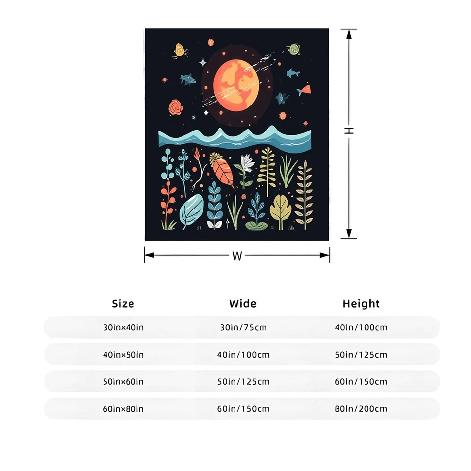 Whimsical Celestial Flannel Blanket - Soft Cozy Design with Moon Stars Colorful - Image 3 of 4