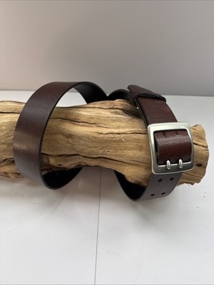 Old Navy  Brown Genuine Italian Leather Belt - Made in USA - Size 32 Solid Brass