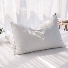 Luxury Goose Feathers Down Pillow King Size, Hotel Quality Fluffy Bed Pillow,