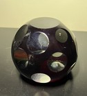 Vintage Art Glass Octagonal Ruby Red and Clear Circles Glass Paperweight — photo 7