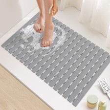 Quick Drain Shower Mat, 24.8 x 15.8 inch Power Grip Shower Mat Non Slip, Rais...