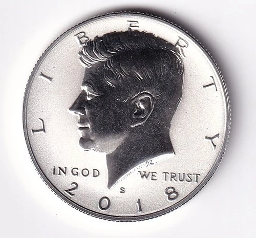 2018 S SILVER REVERSE PROOF KENNEDY HALF DOLLAR  FROM SILVER PROOF SET #254