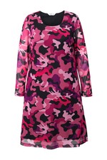 Angel of Style Damen große Größen Meshkleid Camouflage Raffnungen Langarm 835796