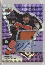 2021-22 Allure Rookies Purple Diamond 1/10 Tanner Laczynski #114 Patch Auto 3x1