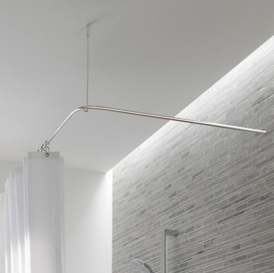 Duschvorhangstange L-Form 170 x 70 cm über Eck Edelstahl massiv - PHOS Design