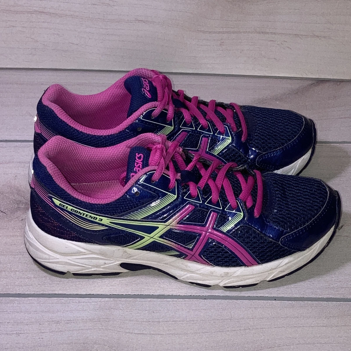 Asics T5F9Q Gel Contend 3 Navy Mesh Lace Up Running Shoes Women s US 6.5
