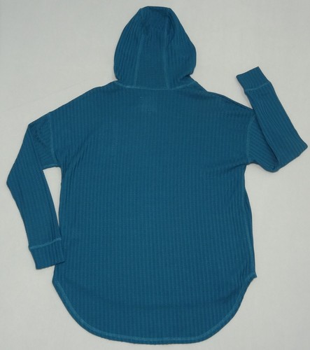 Chaser Waffle Hoodie Pullover Teal Blue Long Sleeve Thermal Knit Women's Size XS - Picture 19 of 20