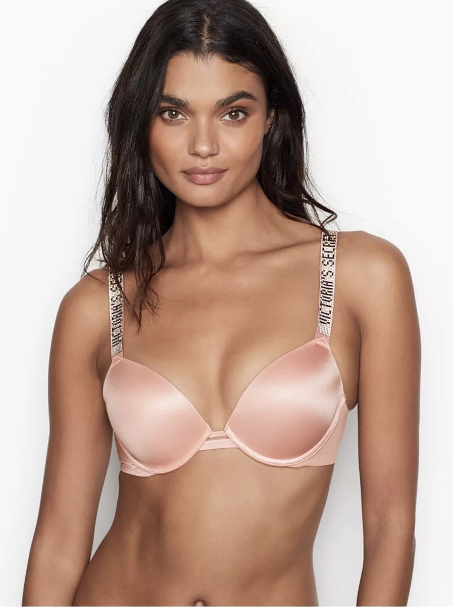 Victoria’s Secret Push-up Bra Shine Bombshell. Con Strass. Rosa. 34DDD(F).  2F IT