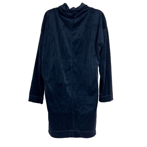 Max Studio Sweatshirt Womens Medium Long Sleeve Mock Neck Drawstring Velour Blue - Picture 6 of 11
