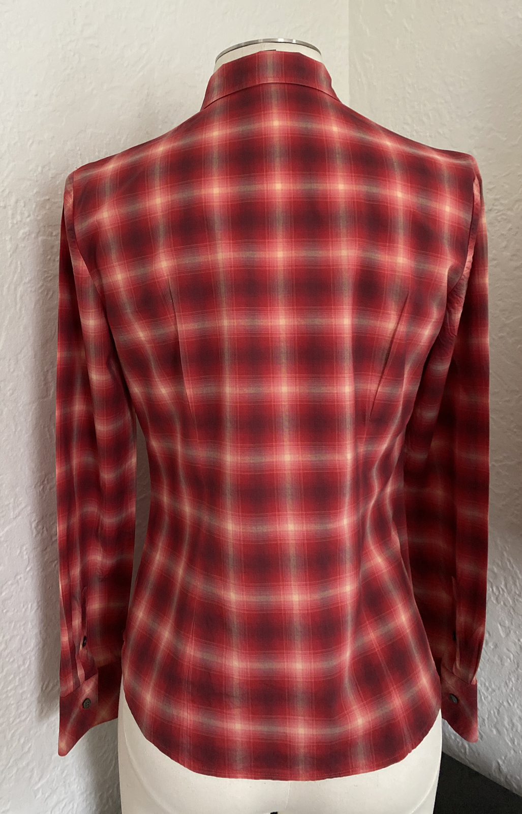 TALBOTS Petites Ruffled Button 1/2 Placket Plaid … - image 3