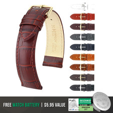 HIRSCH Duke Alligator Grain Calf Leather Watchband  Bonus Battery