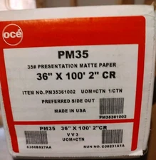 Oce PM35  35# PRESENTATION/ Plotter MATTE PAPER 36" X 100' 2" CORE New In Box!!