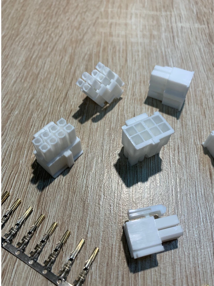 Molex 4+4 Pin CPU Strom Stecker Weiß-Male 4,2mm inkl. 8 vergoldete Crimp Pins - Bild 3 von 4