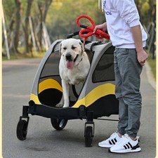 Large Rolling Dog Stroller Big Rubber Wheels Road Walk Animal Stroller Outdoor