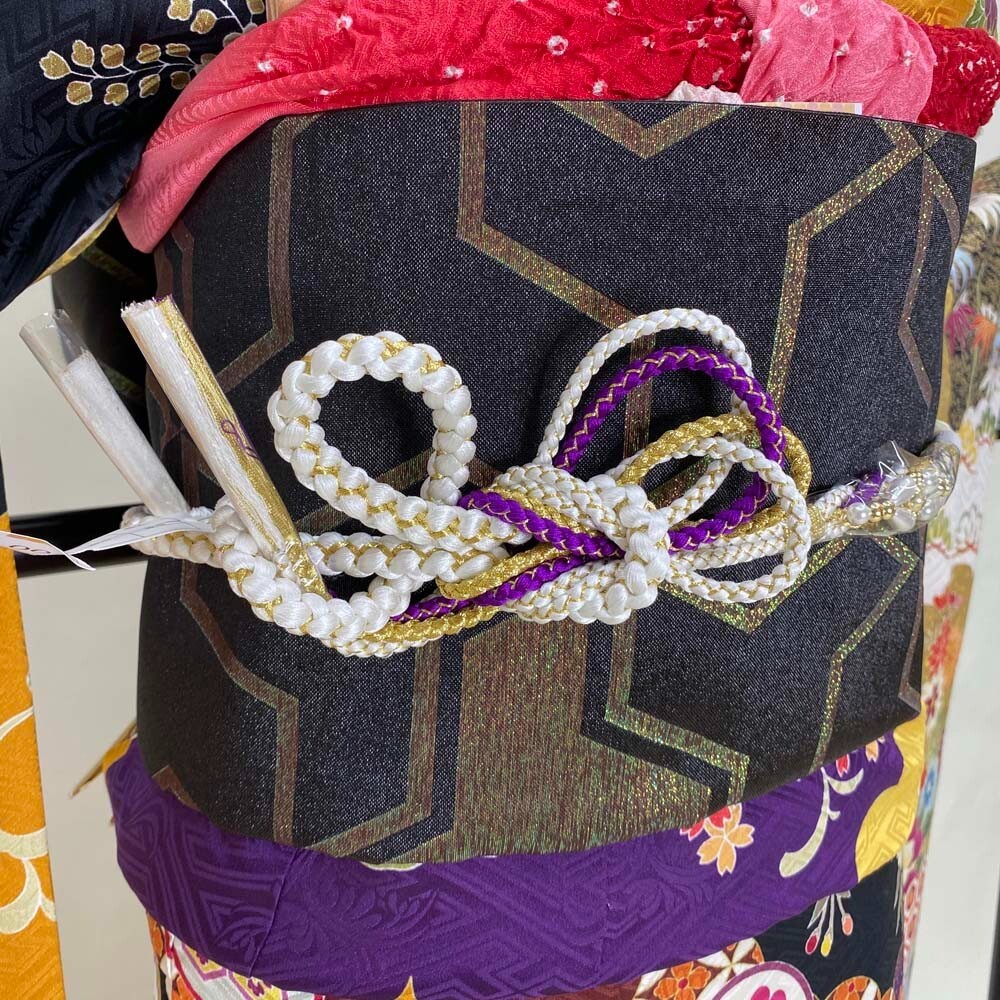 Furisode 6-piece set Japanese Kimono White Classic floral Free