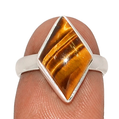Natural Tiger Eye - South African 925 Sterling Silver Ring Jewelry s.6 CR57566