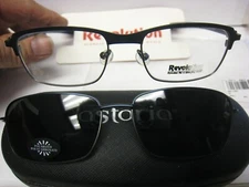 NEW Revolution Eyeglass Frame W/ Magnet sun shade RCF 203 MNAV 53-17-136 w/case 