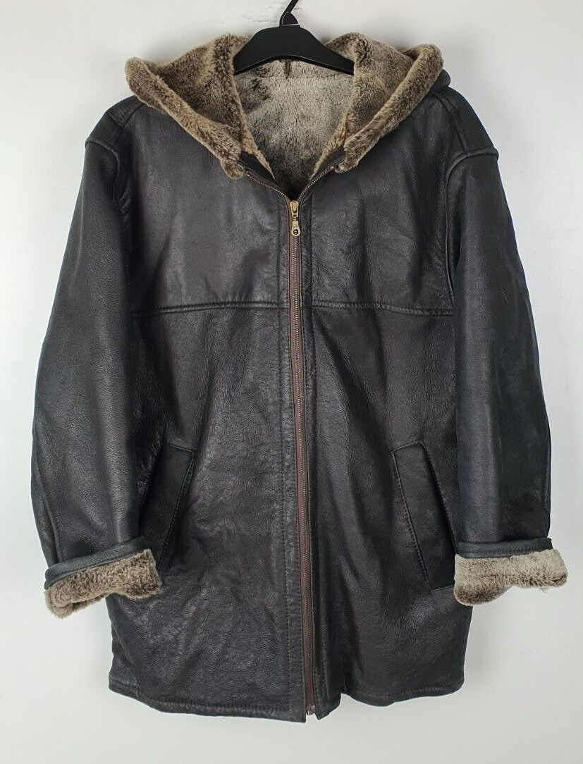 Vintage Real SHEEPSKIN SHEARLING COAT Size LXL 42"44" Men`s Winter